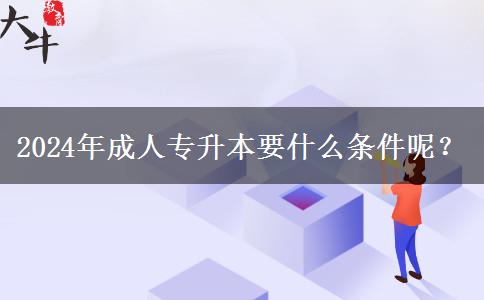 2024年成人專升本要什么條件呢？