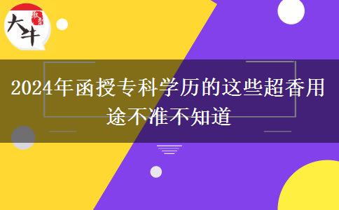 2024年函授專(zhuān)科學(xué)歷的這些超香用途不準(zhǔn)不知道