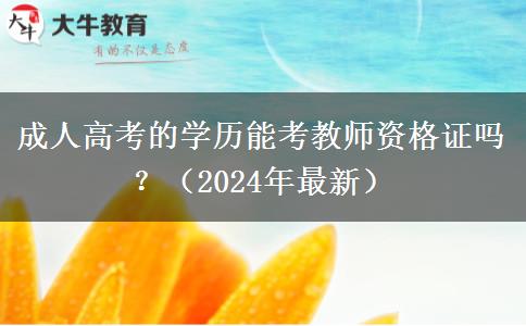 成人高考的學(xué)歷能考教師資格證嗎？（2024年最新）