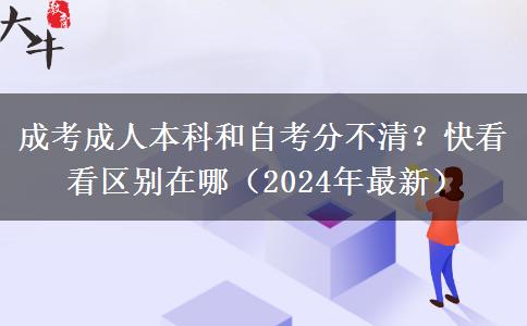 成考成人本科和自考分不清？快看看區(qū)別在哪（2024年最新）