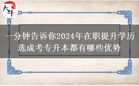 一分鐘告訴你2024年在職提升學歷選成考專升本都有哪些優(yōu)勢