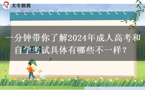 一分鐘帶你了解2024年成人高考和自學(xué)考試具體有哪些不一樣？