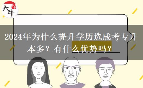 2024年為什么提升學(xué)歷選成考專升本多？有什么優(yōu)勢(shì)嗎？