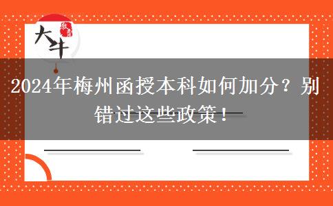 2024年梅州函授本科如何加分？別錯(cuò)過這些政策！