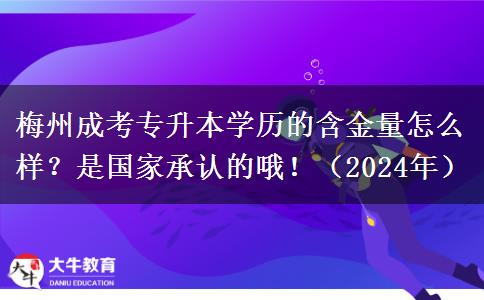 梅州成考專升本學(xué)歷的含金量怎么樣？是國家承認(rèn)的哦！（2024年）