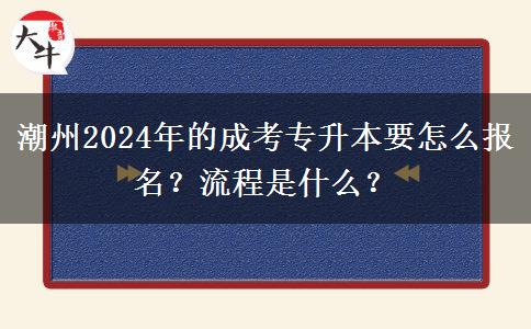 潮州2024年的成考專升本要怎么報(bào)名？流程是什么？