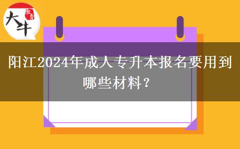 陽江2024年成人專升本報名要用到哪些材料？