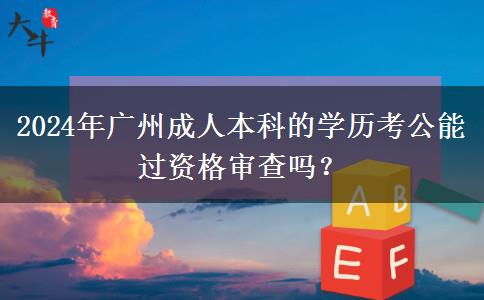 2024年廣州成人本科的學歷考公能過資格審查嗎？