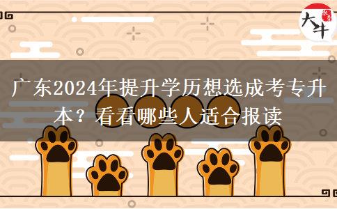 廣東2024年提升學歷想選成考專升本？看看哪些人適合報讀