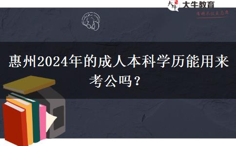 惠州2024年的成人本科學(xué)歷能用來(lái)考公嗎？