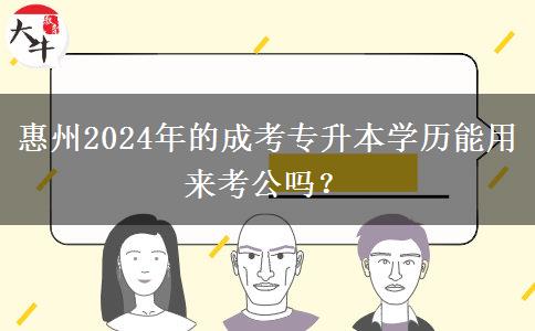 惠州2024年的成考專升本學(xué)歷能用來考公嗎？