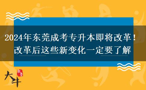 東莞2024年成考專升本即將改革！改革后這些新變化一定要了解