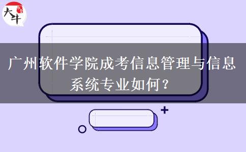 廣州軟件學(xué)院成考信息管理與信息系統(tǒng)專業(yè)如何？