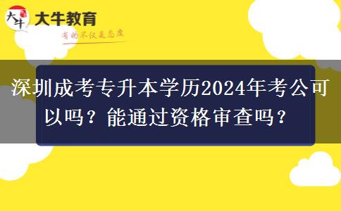 深圳成考專升本學(xué)歷2024年考公可以嗎？能通過資格審查嗎？