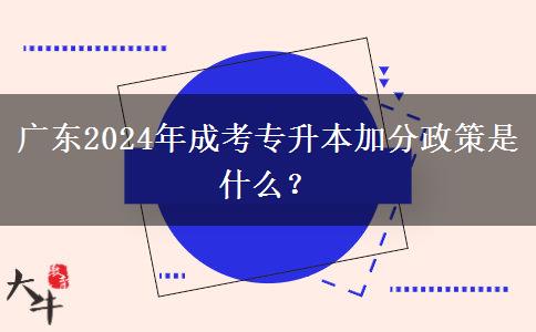 廣東2024年成考專升本加分政策是什么？