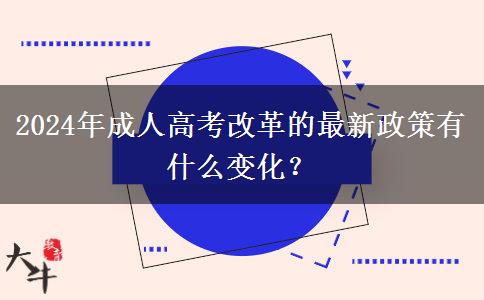 2024年成人高考改革的最新政策有什么變化？