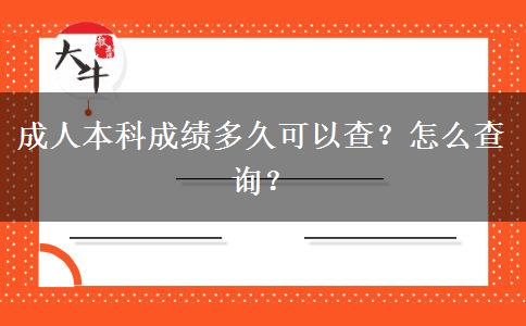 成人本科成績多久可以查？怎么查詢？