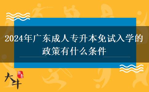 2024年廣東成人專升本免試入學(xué)的政策有什么條件