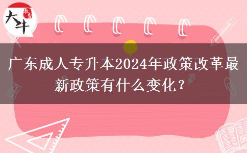 廣東成人專升本2024年政策改革最新政策有什么變化？