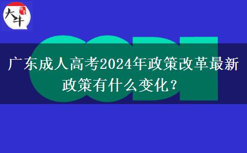 廣東成人高考2024年政策改革最新政策有什么變化