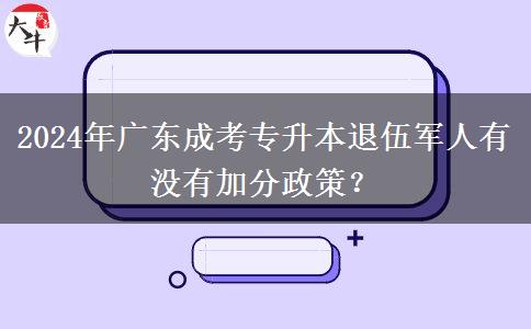 2024年廣東成考專升本退伍軍人有沒有加分政策？