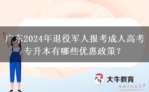 廣東2024年退役軍人報考成人高考專升本有哪些優(yōu)惠政策？