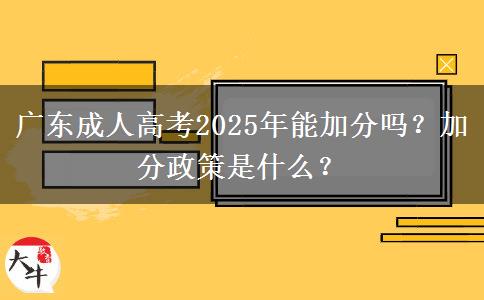 廣東成人高考2025年能加分嗎？加分政策是什么？