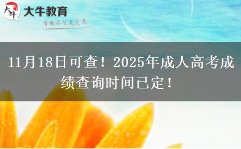 11月18日可查！2025年成人高考成績查詢時間已定！